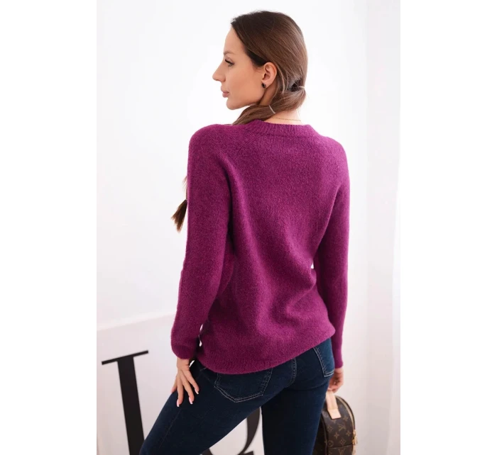 Dámský svetr z baby alpaky s dlouhým rukávem tmavě fialový