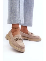 Semišové dámské mokasíny model 21660160 Béžová - S.Barski