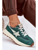 Dámské Sportovní Boty Z Semiše Na Platformě model 21686705 Zelené - VINCEZA