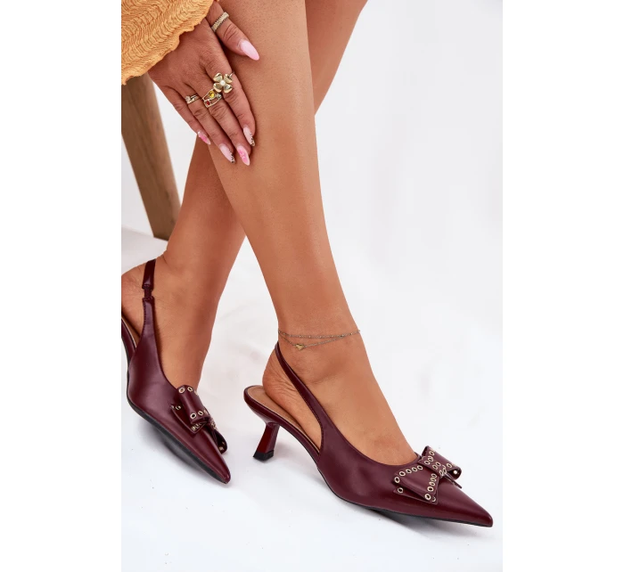 Lodičky Na Podpatku S Mašlí Bordové Folesca