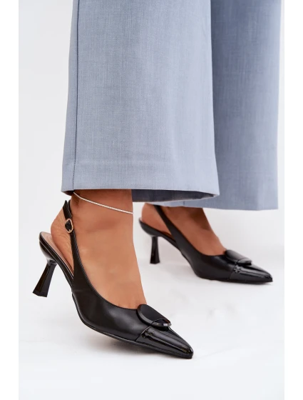 Dámské sandály na podpatku s ozdobným detailem Černé model 22027906 - Boto Dámské sandály na podpatku s ozdobným detailem Černé model 22027906 - Boto