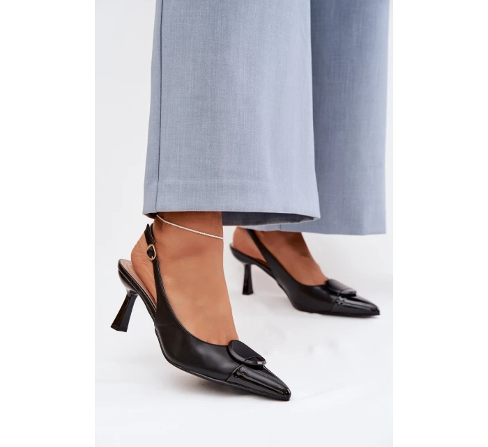 Dámské sandály na podpatku s ozdobným detailem Černé model 22027906 - Boto Dámské sandály na podpatku s ozdobným detailem Černé model 22027906 - Boto