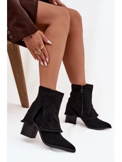 Dámská kotníková obuv na sloupku s vyvýšenou manžetou Idalia – černé