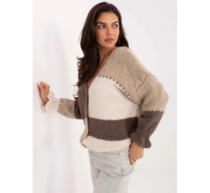 Dámský svetr MI SW 0903.87 Béžovohnědý s ecru - FPrice
