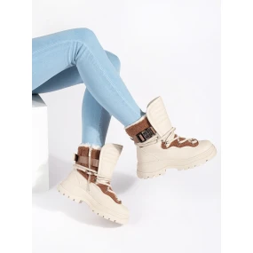 Moderní hnědé dámské  sněhule platforma