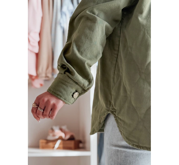 Dámská přechodná košilová bunda oversize KOSMOJACK khaki FashionStreet TY4840 Dámská přechodná košilová bunda oversize KOSMOJACK khaki FashionStreet TY4840