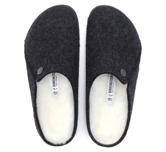 Dámské/pánské zateplené pantofle Birkenstock Anthracite wool felt narrow narrow (1015084)