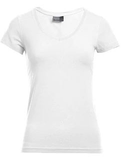 Dámské tričko Slim Fit s výstřihem do V 40. white model 22516010 - Promodoro