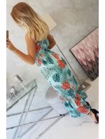 Šaty s motivem listů v mátové barvě Šaty s motivem listů v mátové barvě