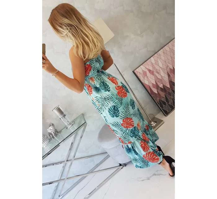 Šaty s motivem listů v mátové barvě Šaty s motivem listů v mátové barvě