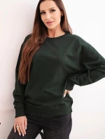 Dámská mikina s okrouhlým výstřihem základní z bavlny tmavě zelená