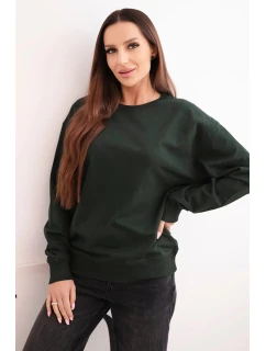 Dámská mikina s model 21494912 výstřihem základní z bavlny tmavě zelená - K-Fashion