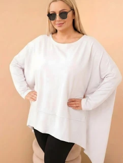 Dámská tunika Plus Size z bavlny s asymetrickým spodkem bílá