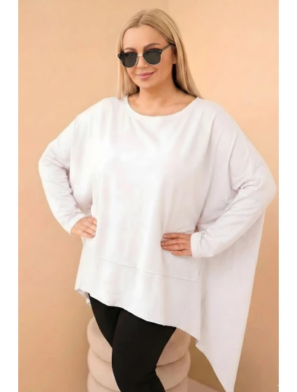 Dámská tunika Plus Size z bavlny s asymetrickým spodkem bílá Dámská tunika Plus Size z bavlny s asymetrickým spodkem bílá