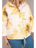 Dámská jarní bunda Plus Size s květinovým vzorem žlutá