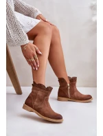 Nízké Dámské Boty Na Ploché Podešvi Zamszové Lewski model 21672546 Hnědé - Boto Nízké Dámské Boty Na Ploché Podešvi Zamszové Lewski model 21672546 Hnědé - Boto