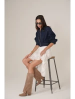 Zdobené Kozačky S Ohnutým Štítem Na Podpatku Tmavě Béžové Ivilta