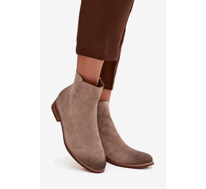 Dámské kotníkové boty na nízkém podpatku Vinceza 39961 béžové