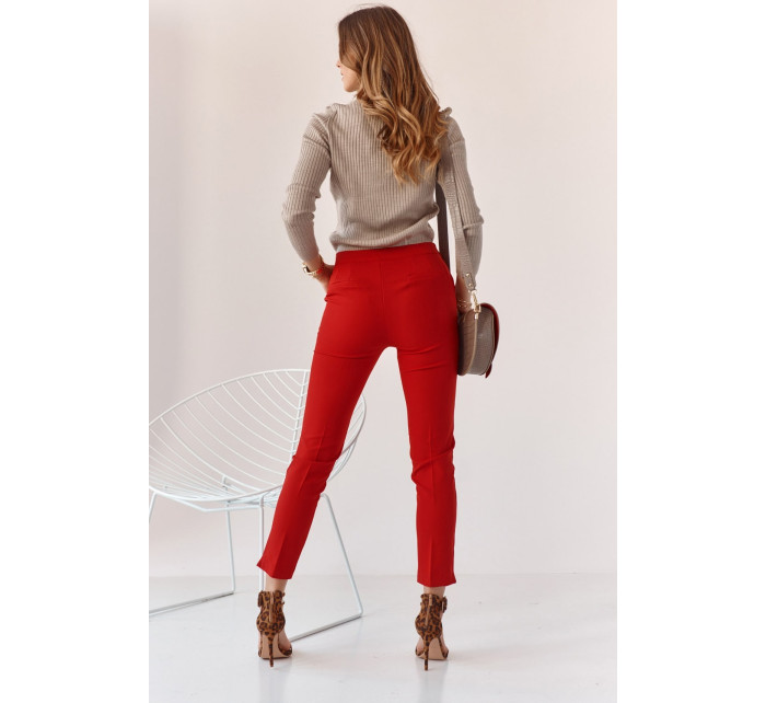 Elegantní kalhoty s červeným řasením