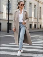 Dámský oversize kabát dlouhý světle hnědý model 21982234 - Dstreet