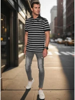 Pánská pruhovaná polokošile černá FashionStreet PX0636