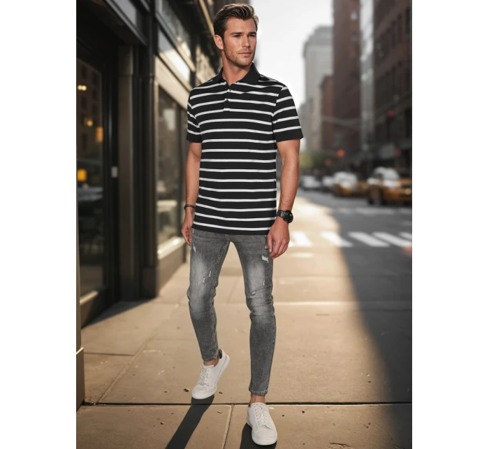 Pánská pruhovaná polokošile černá FashionStreet PX0636