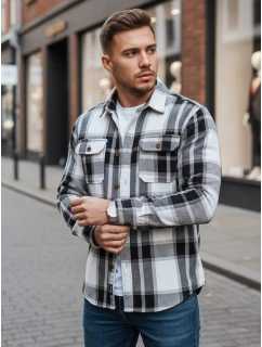 Pánská černobílá kostkovaná flanelová košile FashionStreet DX2673