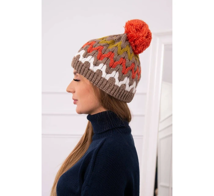 Dámská čepice Laila K283 dark beige+kiwi Dámská čepice Laila K283 dark beige+kiwi