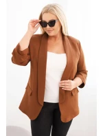 Dámská saka Plus Size bez zapínání s podšívkou model 21468642 hnědá - K-Fashion