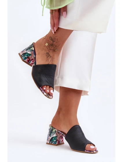 Dámské kožené lodičky na podpatku Lewski Shoes model 21626671 Černé - Boto