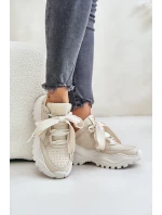 Dámské Kožené Tenisky Béžové model 21671647 - CheBello