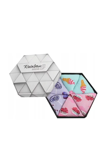 Duhové Rainbow Socks Ponožky Sladkosti V Krabičce 3 Párů Duhové Rainbow Socks Ponožky Sladkosti V Krabičce 3 Párů