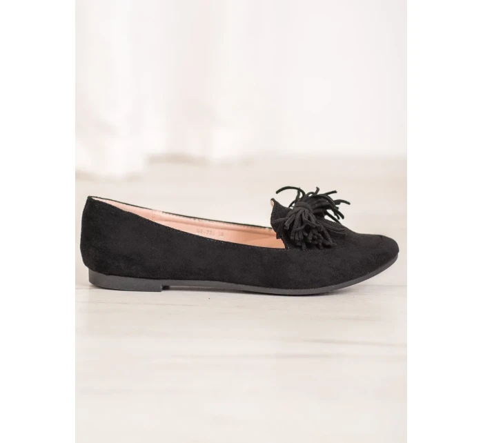 Moderní černé dámské mokasíny bez podpatku Moderní černé dámské mokasíny bez podpatku