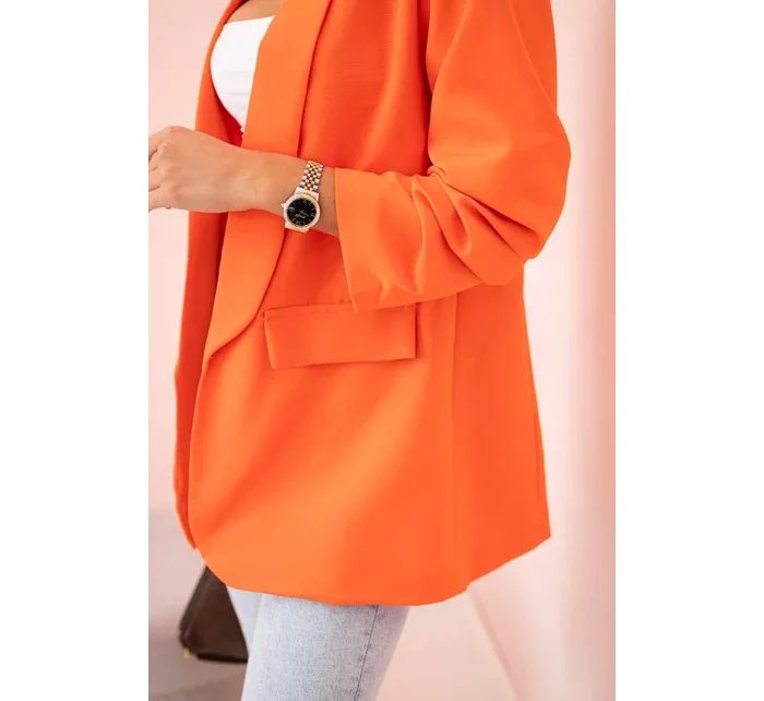 Elegantní sako s klopami tmavě oranžová