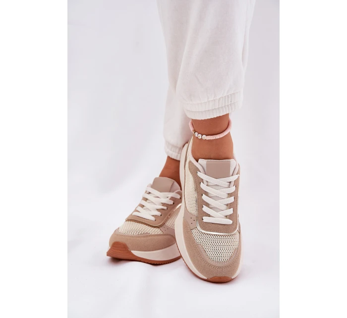 Dámské Sportovní Boty S Síťovinou Na Platformě Khaki Poova Dámské Sportovní Boty S Síťovinou Na Platformě Khaki Poova