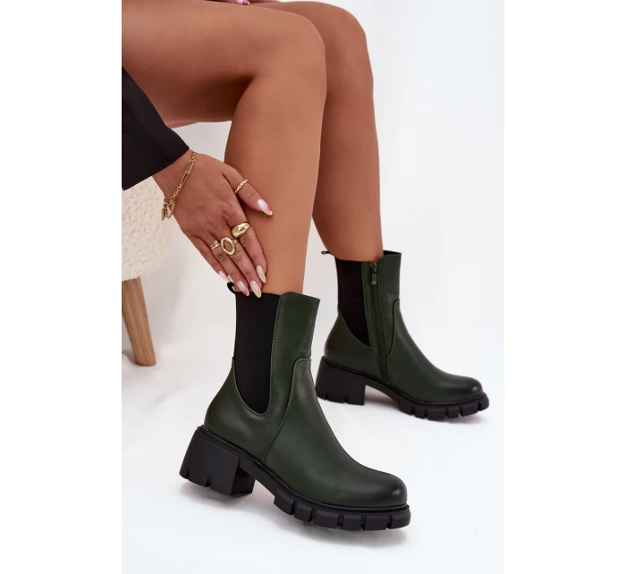 Dámské Boty Na Korku Eko Kůže Tmavě Zelené Kyra Dámské Boty Na Korku Eko Kůže Tmavě Zelené Kyra