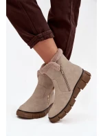 Dámské sněhule na platformě s kožešinou Béžové model 21714514 - EVENTO