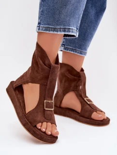 Dámské sandály s páskem čokoládové model 21943381 - Boto