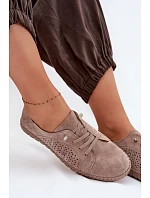 Dámské perforované polobotky z přírodního semiše světle hnědé Feliva