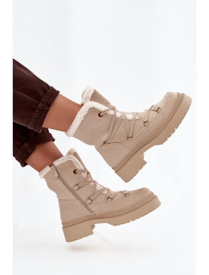 Dámské sněhule s kožíškem Irmara – béžové Dámské sněhule s kožíškem Irmara – béžové