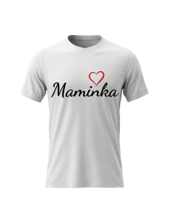 Dámské bavlněné tričko s potiskem - MAMINKA - bílé