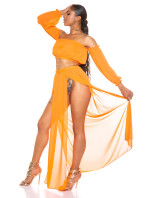 Sexy set-šifonová maxi sukně + latinskoamerický top bez ramene