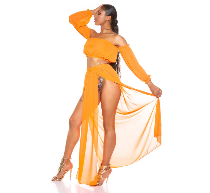 Sexy set-šifonová maxi sukně + latinskoamerický top bez ramene