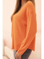 Dámský svetr z viskózy s výstřihem do V oranžový Dámský svetr z viskózy s výstřihem do V oranžový