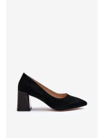 Sametové lodičky na podpatku černé model 21649291 - VINCEZA
