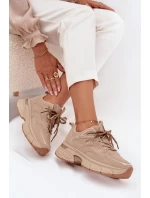 Dámské sportovní tenisky s dvojitým šněrováním béžové model 21710167 - Boto Dámské sportovní tenisky s dvojitým šněrováním béžové model 21710167 - Boto