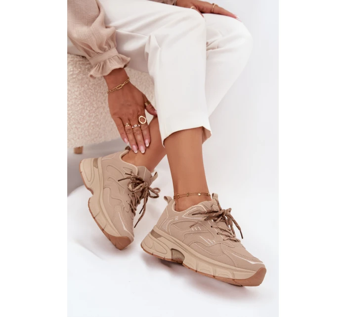 Dámské sportovní tenisky s dvojitým šněrováním béžové model 21710167 - Boto Dámské sportovní tenisky s dvojitým šněrováním béžové model 21710167 - Boto