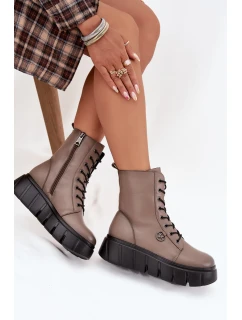 Dámské workery na platformě – tmavě béžové Vinceza 58588