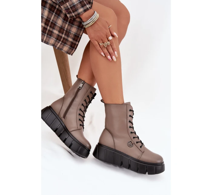 Dámské workery na platformě – tmavě béžové Vinceza 58588 Dámské workery na platformě – tmavě béžové Vinceza 58588