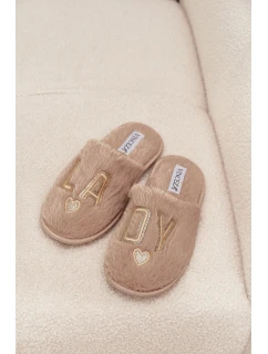 Dámské pantofle s kožíškem LADY Vinceza – béžové